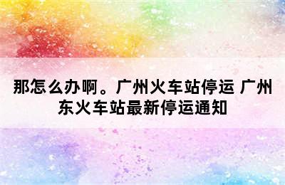 那怎么办啊。广州火车站停运 广州东火车站最新停运通知